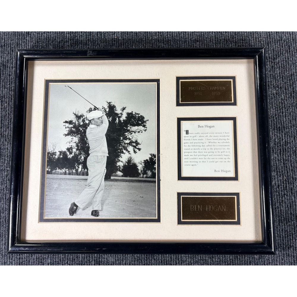 Ben Hogan Framed Photo Display Masters Champion 1951 1953 Golf Memorabilia 15x12